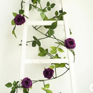 Purple Real Touch Artificial Rose & Leaf Garland Vine